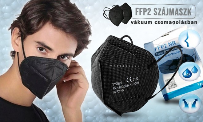 FFP2 / KN95 fekete szájmaszk 