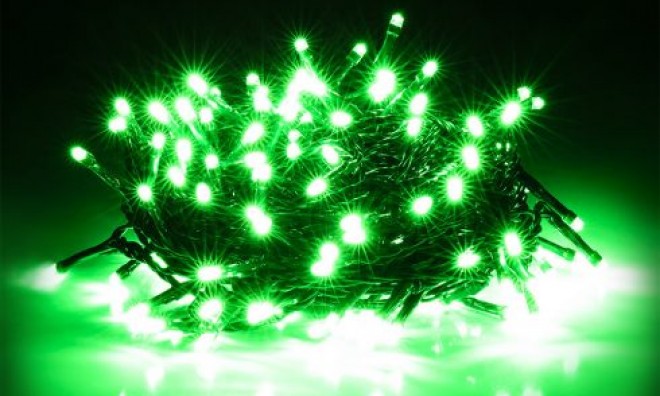 100 LED zöld fényfüzér  2