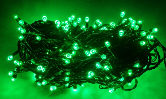 100 LED zöld fényfüzér 