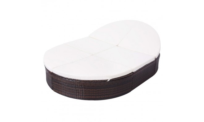 Polyrattan napozóágy párnával 3