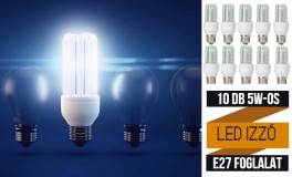 10 db 5 Wattos LED izzó E27