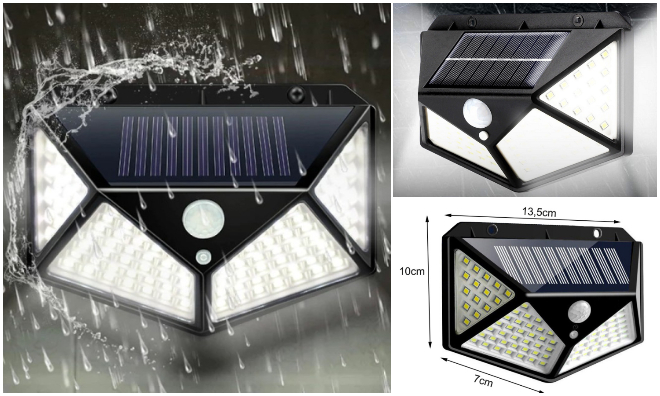 100 LED napelemes LED lámpa