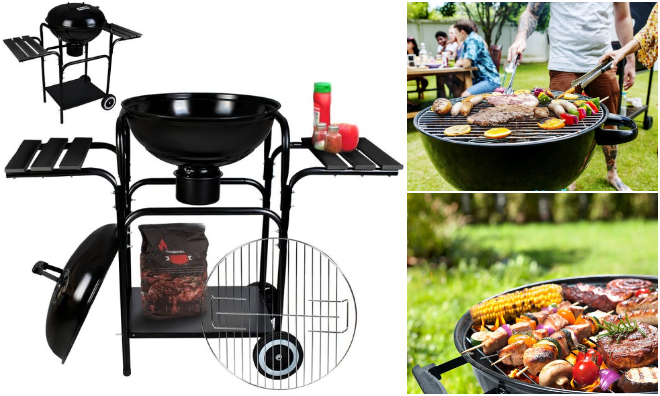 Faszenes kerti grill két polc