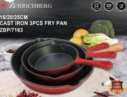 Zurrichberg 3db Öntöttvas serpenyő