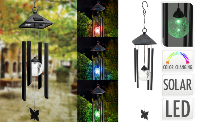 Napelemes LED lámpa, szélcsengővel