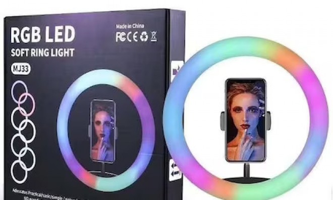 RGB Selfie Lámpa Állvánnyal -Színes