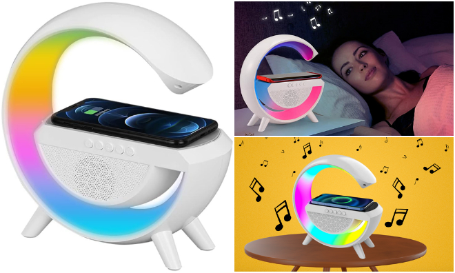 Telefontöltő RGB led lámpa, hangfal