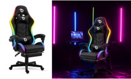 RGB LED-es gamer szék - fekete