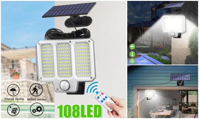 108LED napelemes kültéri lámpa