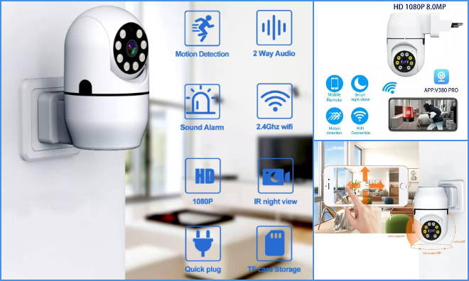 Intelligens wifi konnektoros kamera