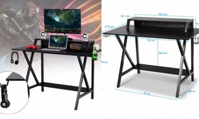 Gamer asztal monitor tartóval
