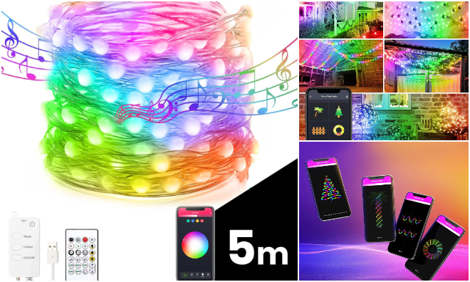 Smart fényfüzér 33 RGB LED - 5 m