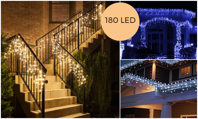180 LED 8m jégcsap fényfüzér