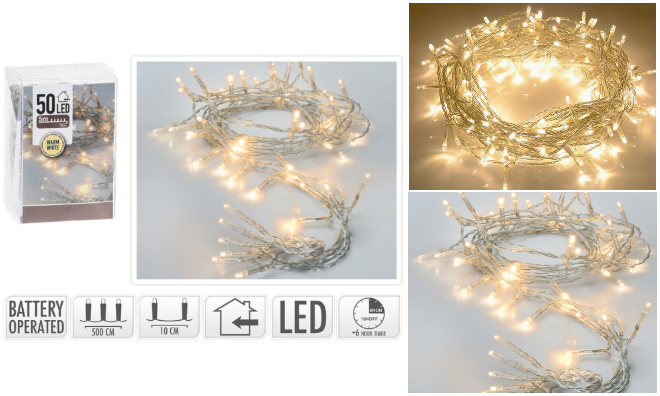 50 LED elemes karácsonyi fényfüzér