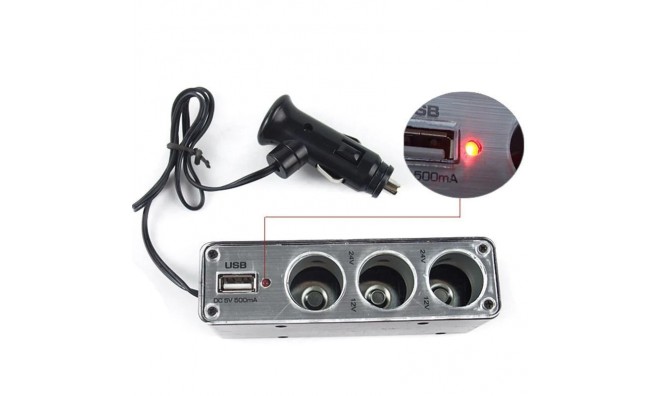 Autós szivargyujtó elosztó + USB