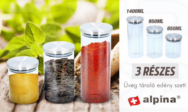 Alpina 3 részes üveg tároló