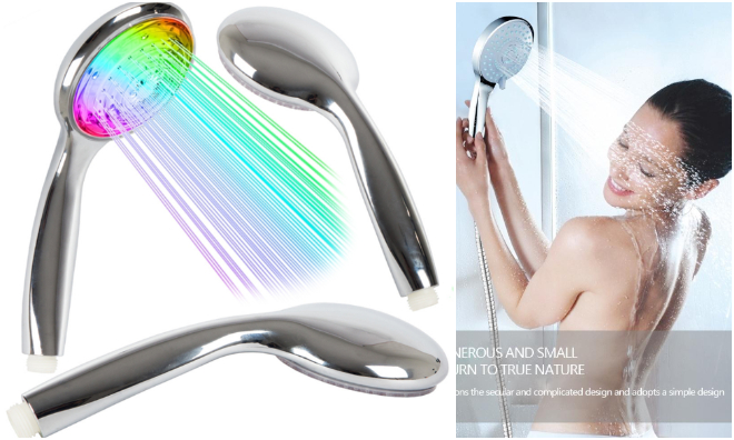 RGB LED króm kézi zuhanyfej