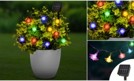 LED szolár fényfüzér - virág -2,3 m