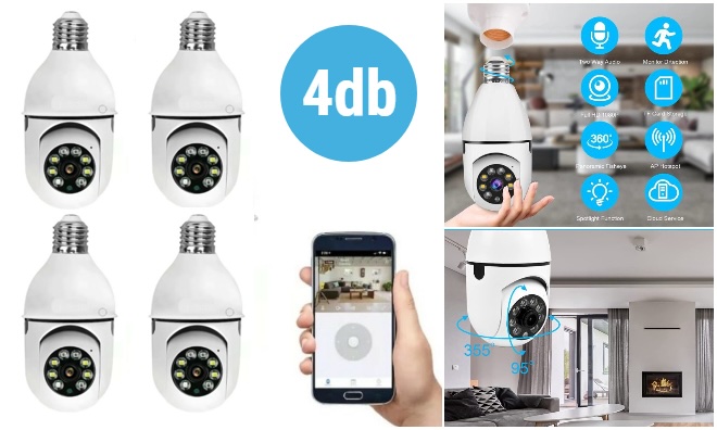 4 db Wifi Smart IP 360 kamera szett