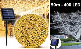 50m-es 400 LED napelemes fényfüzér 