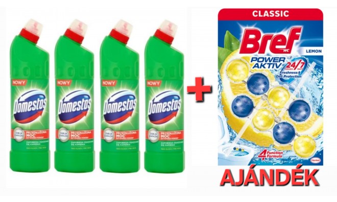 4X750ml Domestos+2Db Wc tisztító