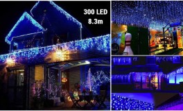 8,3 m 300 LED-es jégcsap fényfüzér