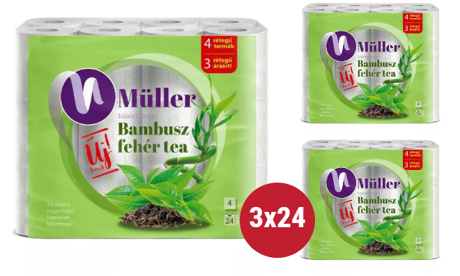 MüllerLux 4 rétegű WC papír 3x24 Db