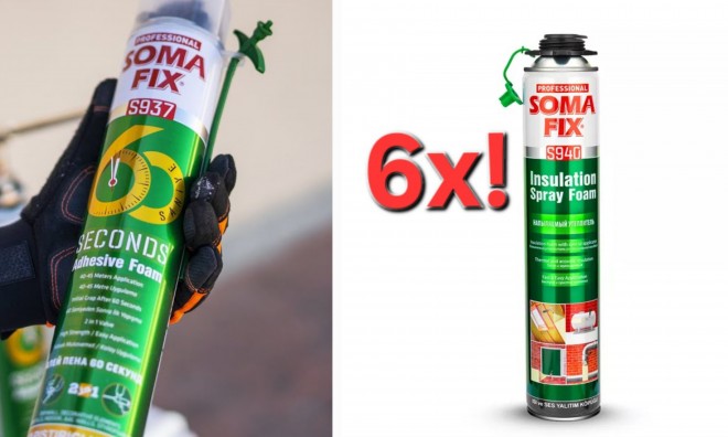 6x 750ml SomaFix 2IN1 ragasztóhab