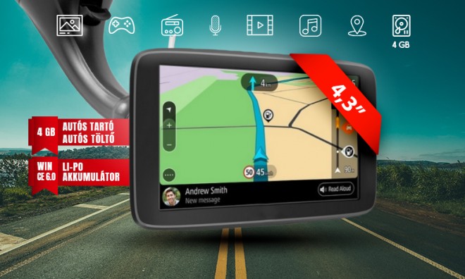 4,3'' GPS Európa térképpel
