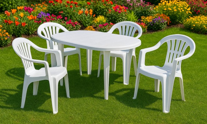 SunnyGarden Fehér Kerti Bútor Szett