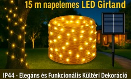 15 m Napelemes LED Girland IP44