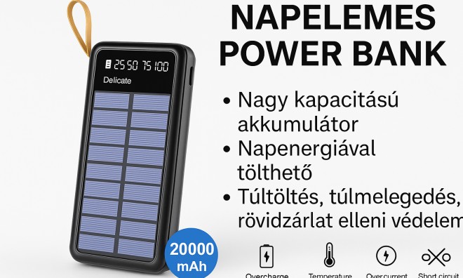 Napelemes Power Bank 20000 mAh