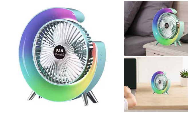 Hordozható, RGB asztali ventilátor