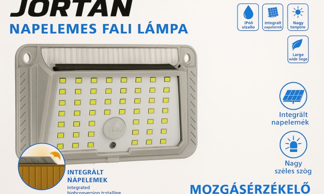 JORTAN Napelemes Fali Lámpa 180°-os