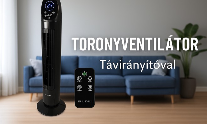 LCD Kijelzős Oszlop Ventilátor 90W