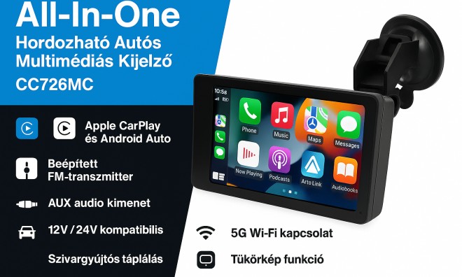 7'' HD Autós Multimédiás Kijelző