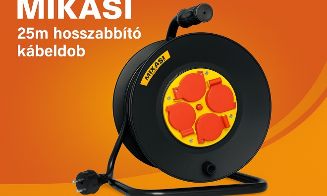 MIKASI 25m Hosszabbító Kábeldob