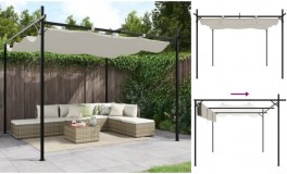 Krémszínű pergola behúzható tetővel