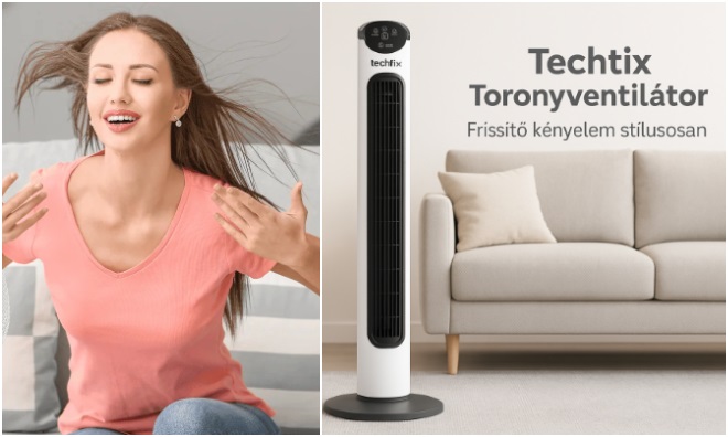 Techtix Oszcilláló Toronyventilátor