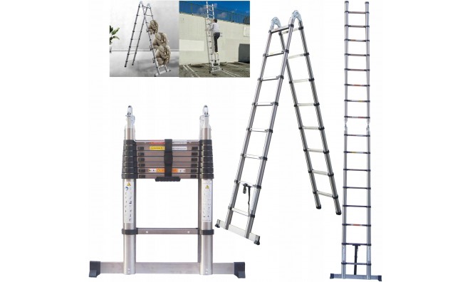 Teleszkópos alumínium létra 2x3,6m