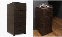 Rattan szekrény 4 fiókkal – Barna
