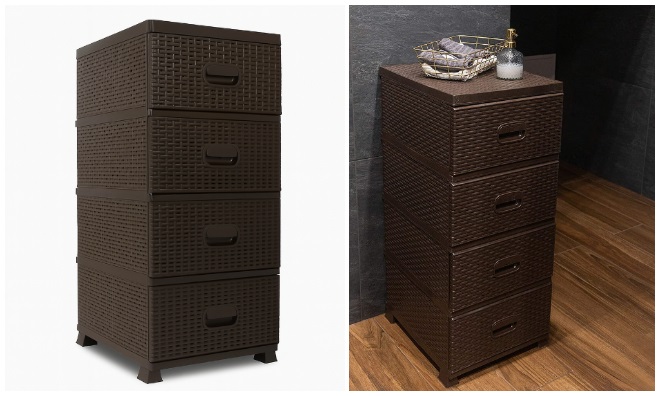 Rattan szekrény 4 fiókkal – Barna