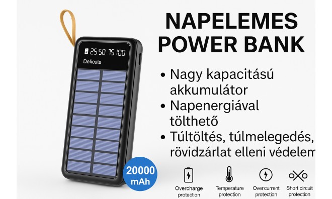 Napelemes Power Bank 20000 mAh