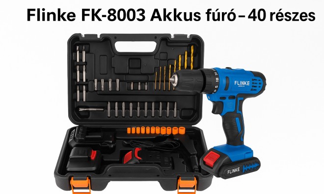 Flinke FK-8003 akkus fúró, 40 db-os