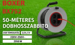 BOXER 50 m kábeldob USB aljzattal