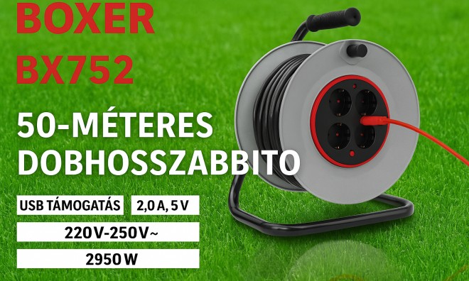 BOXER 50 m kábeldob USB aljzattal