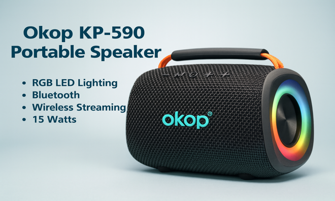 OKOP Bluetooth hangszóró – 15W RGB 