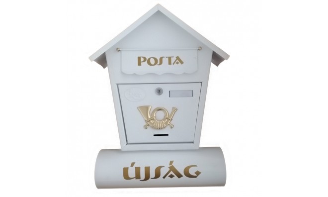 Fehér postaláda újságtartóval