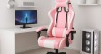 Gamer forgószék párnákkal–Rózsaszín - min