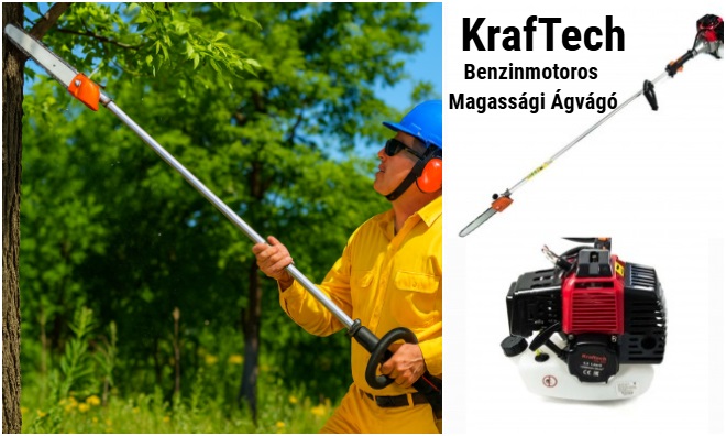 Kraftech benzines magassági ágvágó